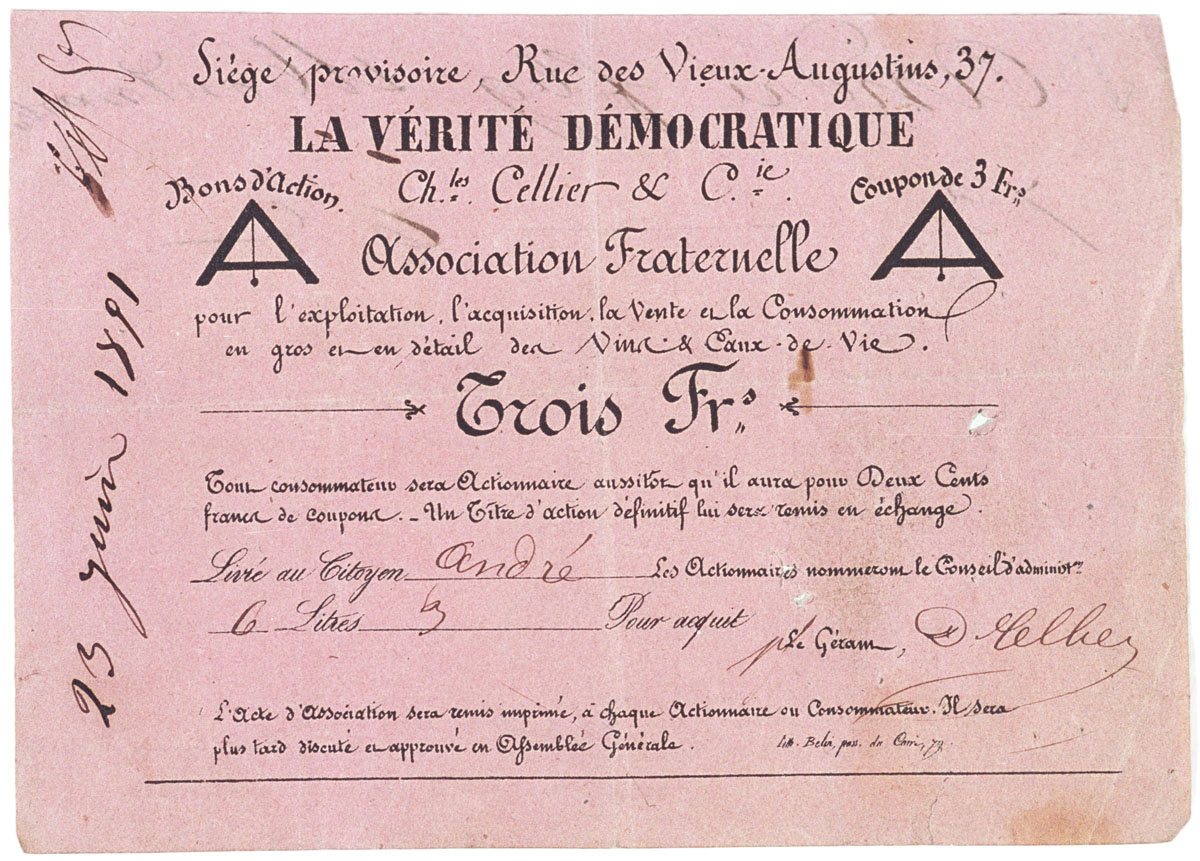Le bon imprimé sur papier rose est orné de deux image de niveau à perpendicule