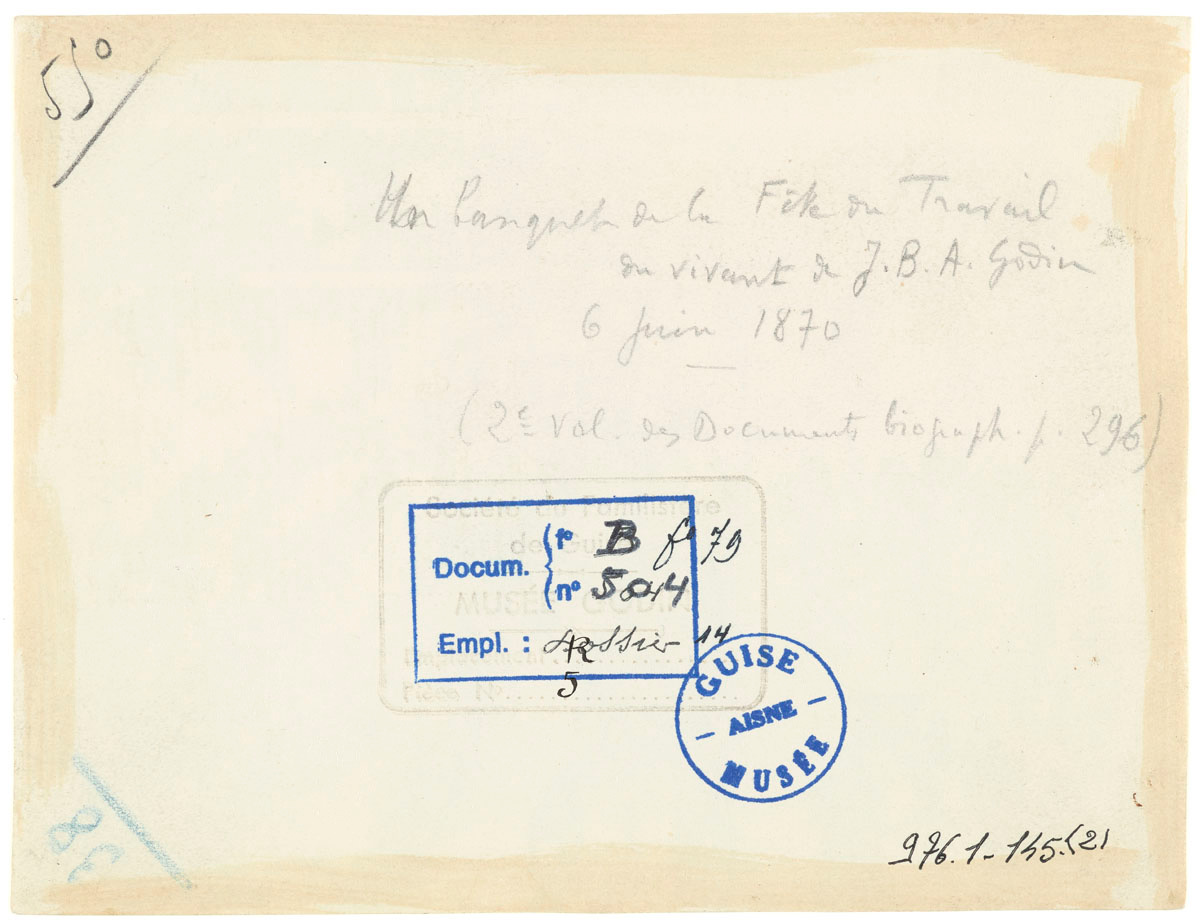 Verso de la photographie représentant le banquet de juin 1872.