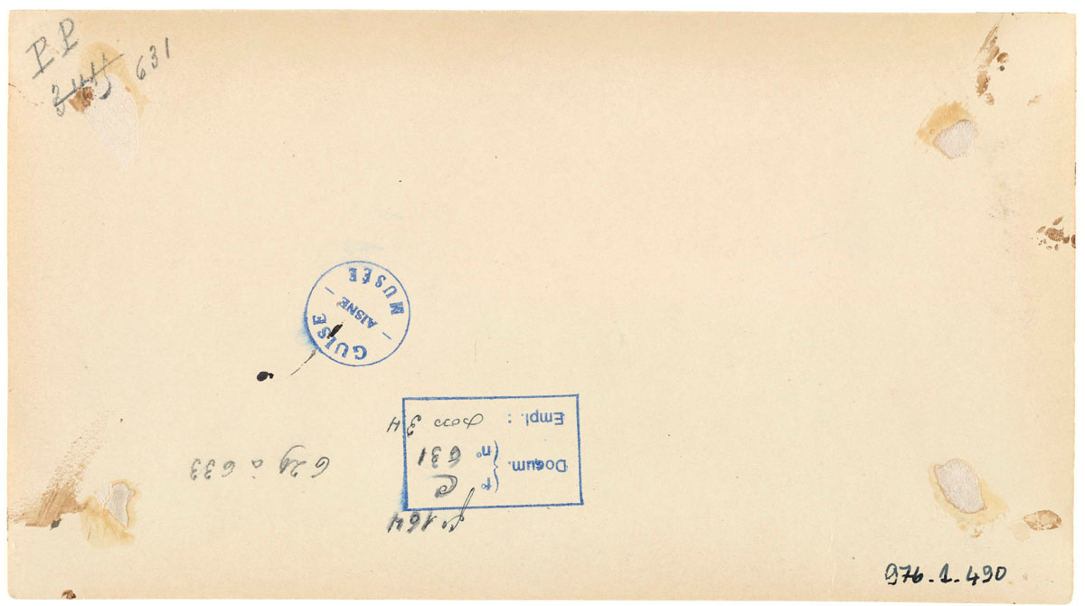 Verso de la photographie de l'atelier d'emballage de l'usine du Familistère