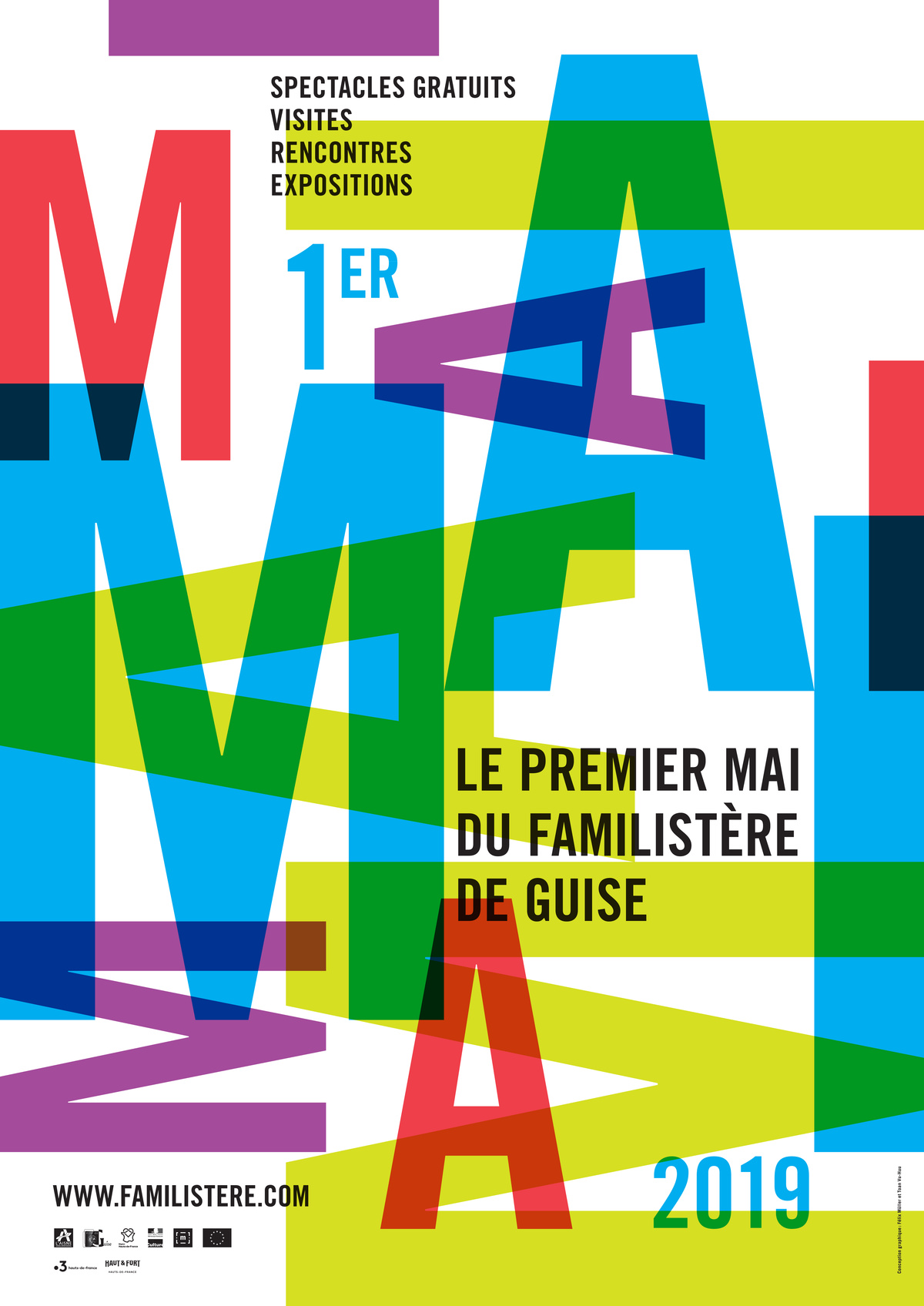Affiche du Premier Mai 2019 Jeux typographyques aux couleurs vives