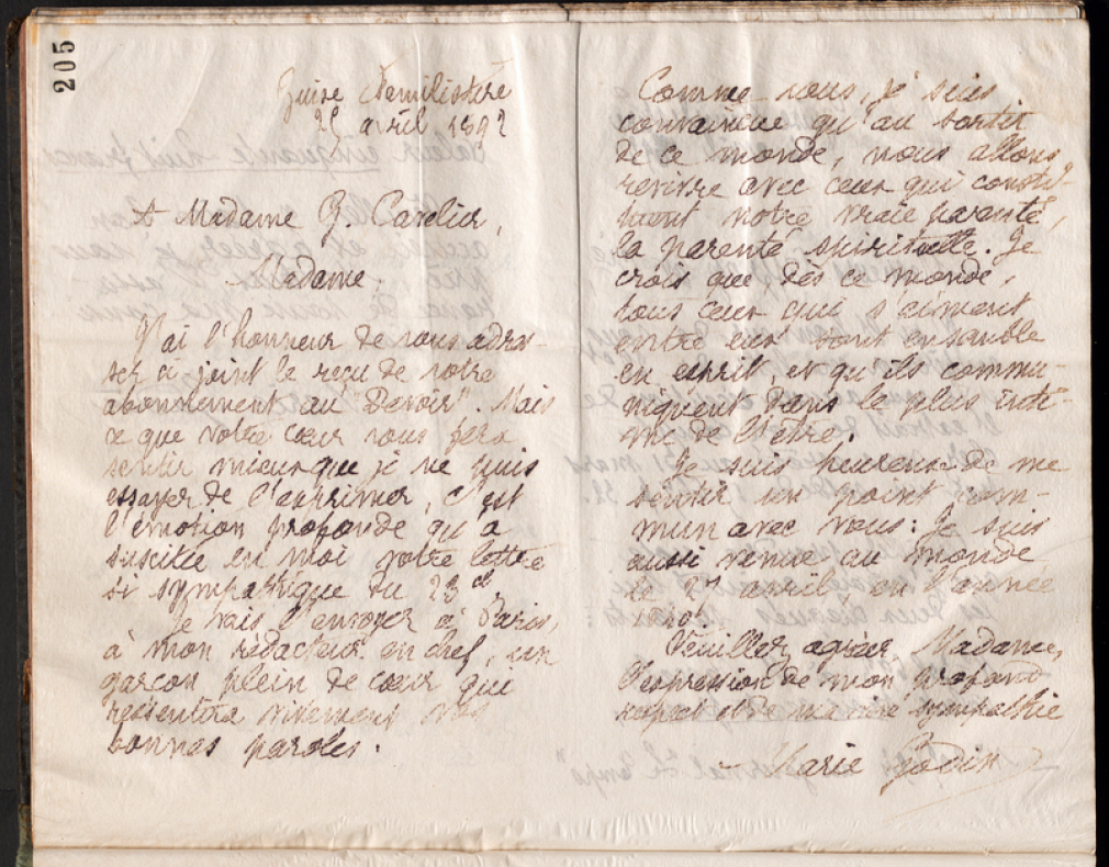 Vue d'une lettre manuscrite