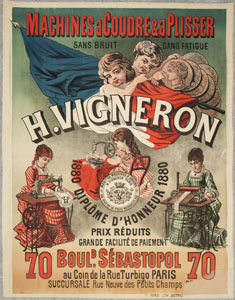 Affiche publicitaire « Machines à coudre et à plisser H. Vigneron » (image)