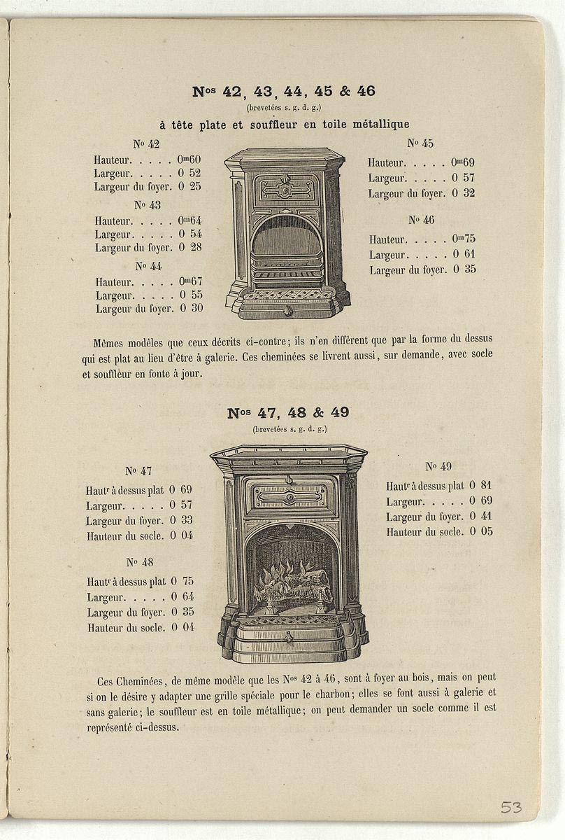 Vue de la page de l'album de 1870 montrant la cheminée n° 47