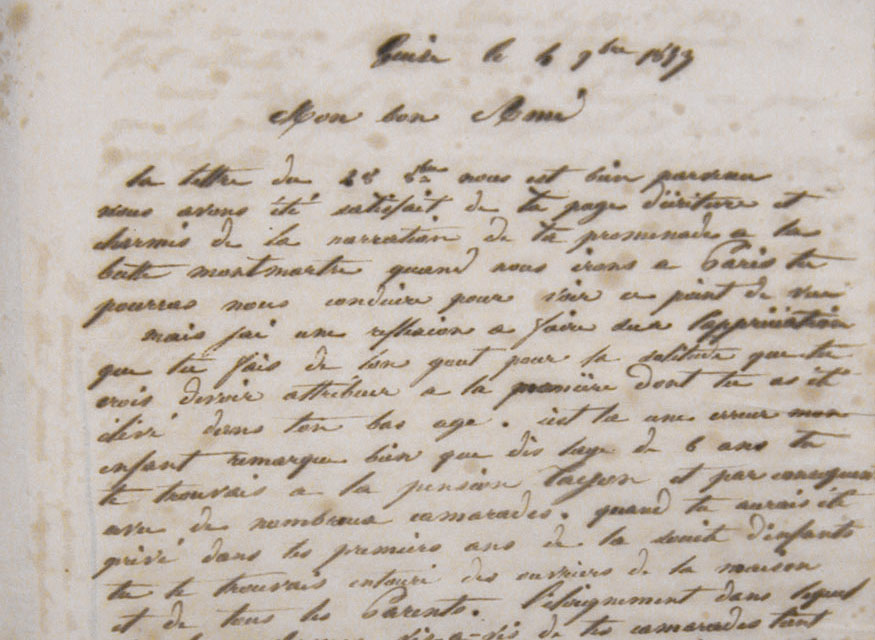Vue d'une lettre manuscrite de Godin à son fils Émile.