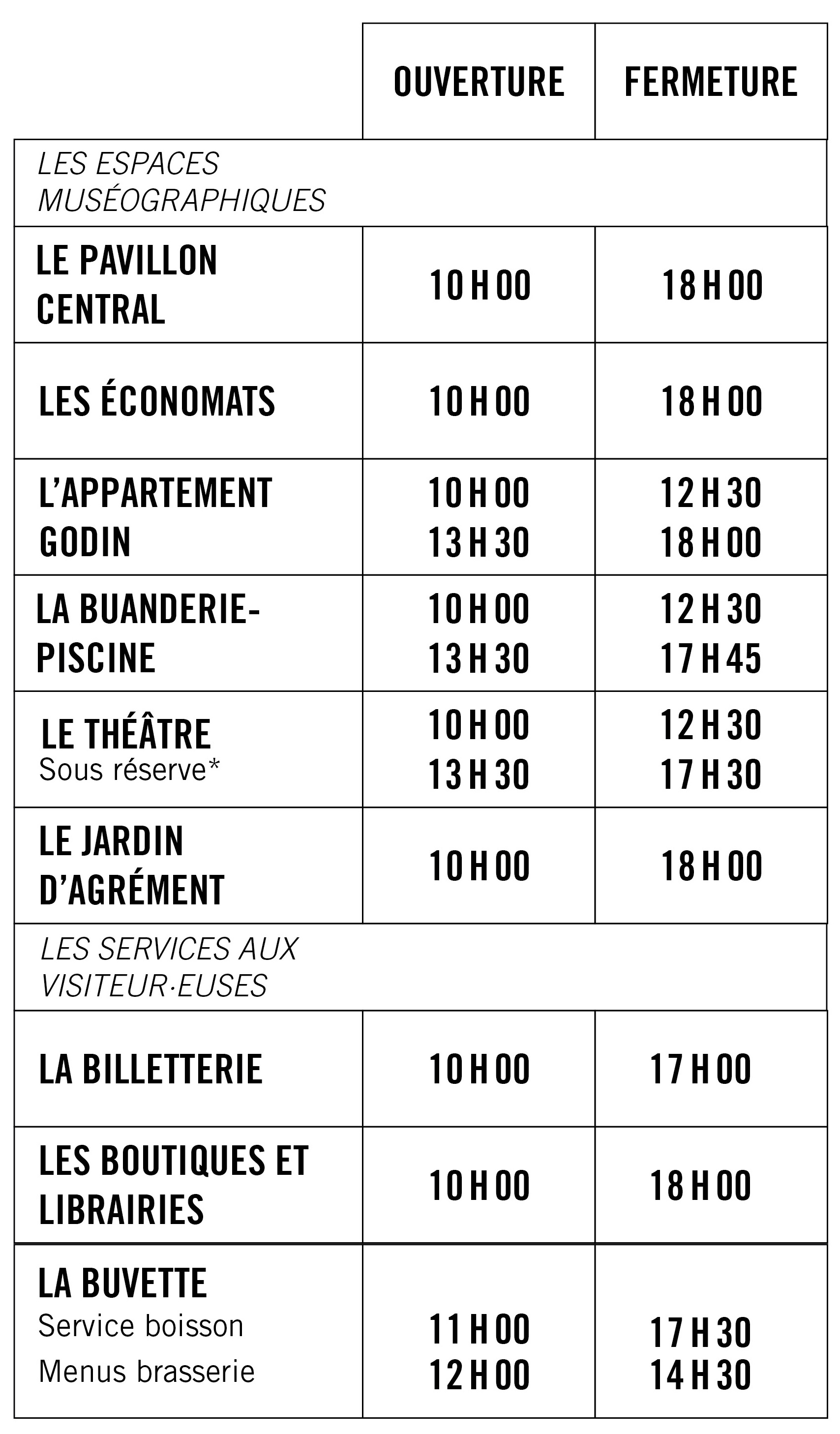 Horaire du 1er septembre au 30 novembre 2024