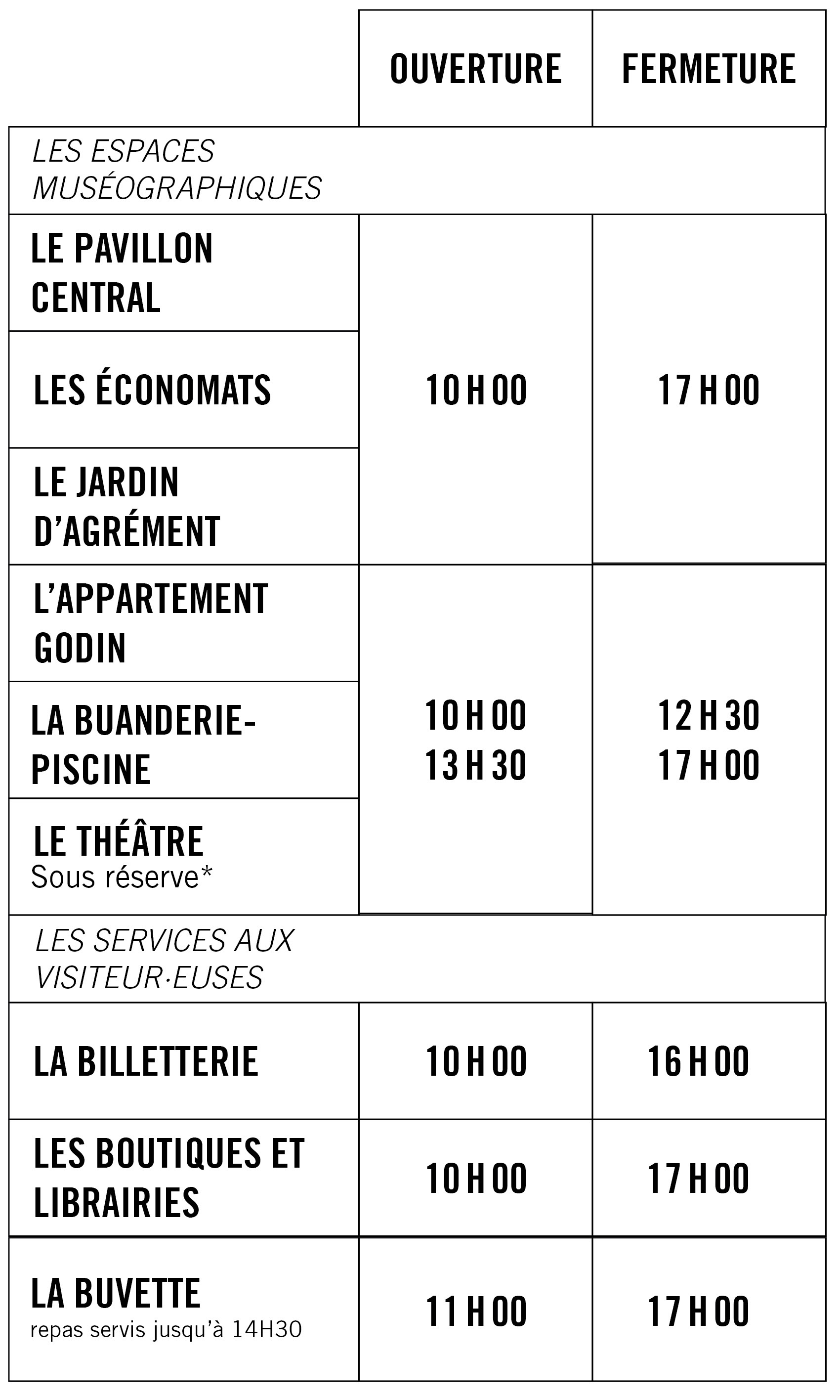 Horaire décembre 2024