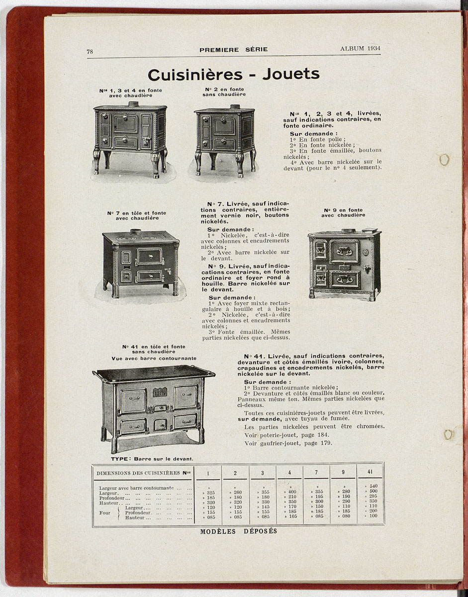 Vue d'une page de l'album de 1934